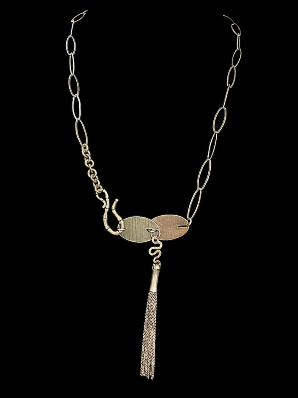 Vintage Sterling Silver Tassel Artisan Necklace 18.5”